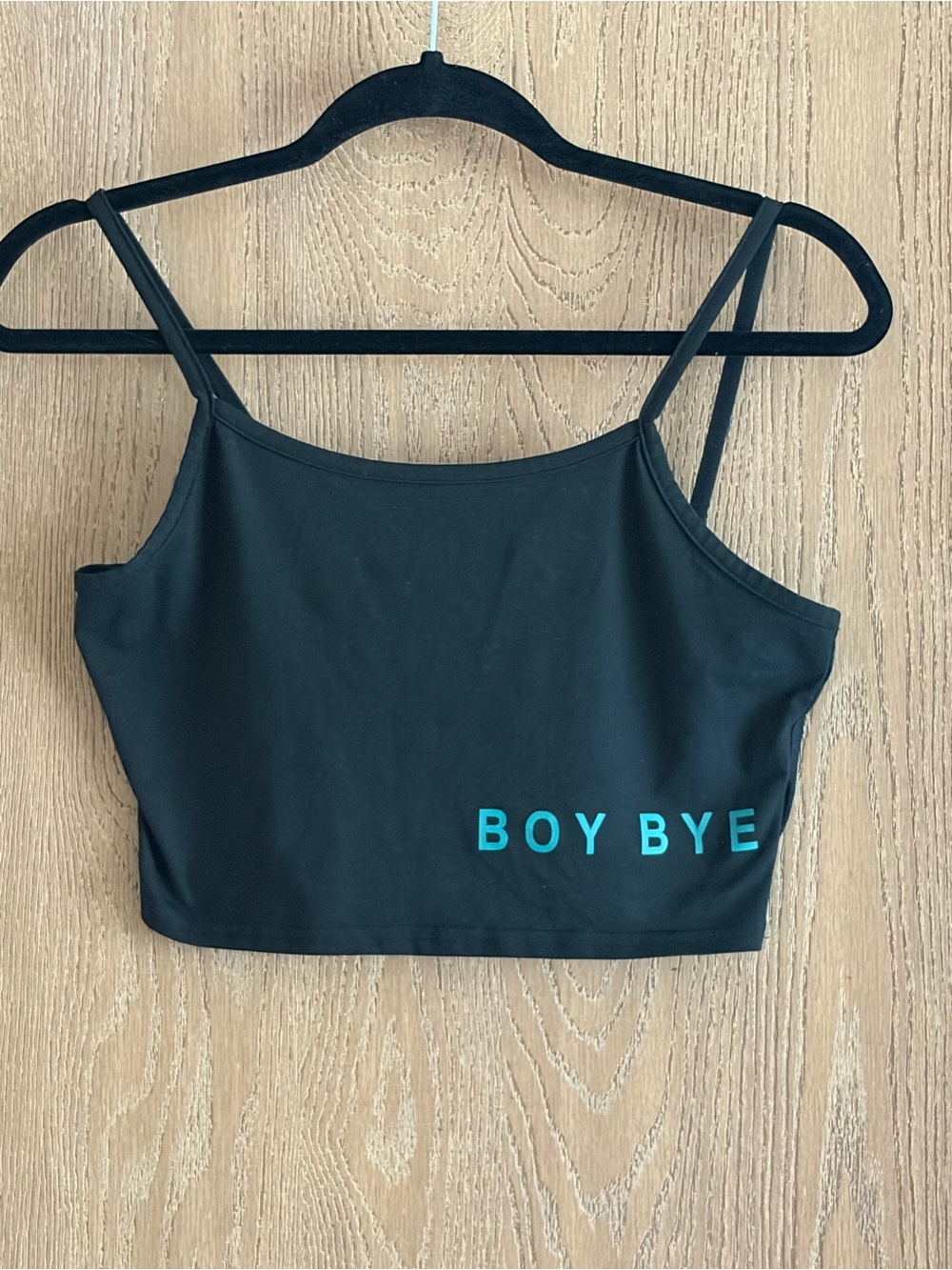 Black "Boy Bye" Cropped Cami Tank Top